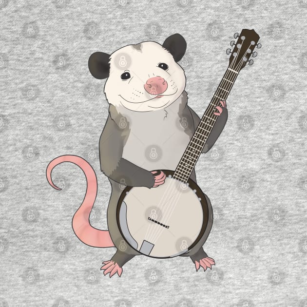 Possum playing the banjo by Mehu Art